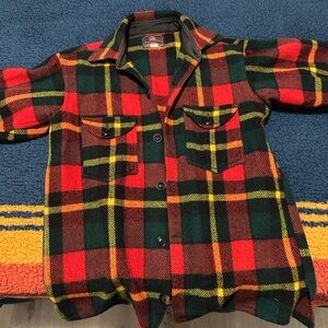 Plaid Wool Jacket with Button Closure